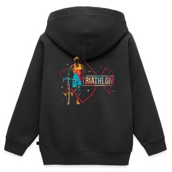 Triathlon Sport - Kinder Premium Organic Zip Hoodie - Schwarz - Hinten - AI Model Kid Male (0cm)