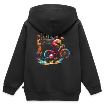 Wettkampf Triathlon Sport - Kinder Premium Organic Zip Hoodie - Schwarz - Hinten - AI Model Kid Male (0cm)