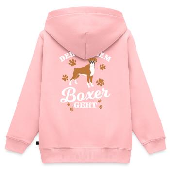 Race de chien Boxer - Sweat Premium à capuche zippé enfant bio - rose - Dos - AI Model Kid Female (0cm)