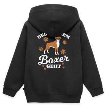 Boxer Hunderasse - Kinder Premium Organic Zip Hoodie - Schwarz - Hinten - AI Model Kid Male (0cm)