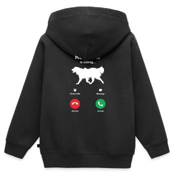 Golden retriever - Sweat Premium à capuche zippé enfant bio - noir - Dos - AI Model Kid Male (0cm)