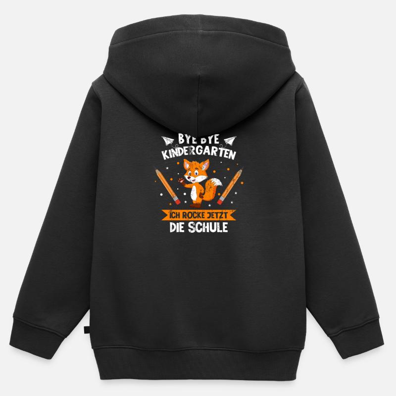 Bye Bye Kindergarten Einschulung Fuchs Geschenk - Kinder Premium Organic Zip Hoodie - Schwarz