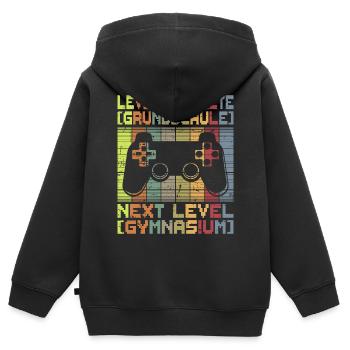 Level Grundschule Abschluss Gymnasium Gamer - Kinder Premium Organic Zip Hoodie - Schwarz - Hinten - AI Model Kid Male (0cm)