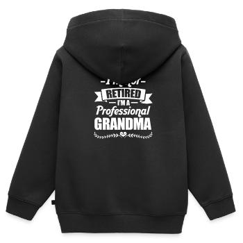 Oma Rentnerin - Kinder Premium Organic Zip Hoodie - Schwarz - Hinten - AI Model Kid Male (0cm)