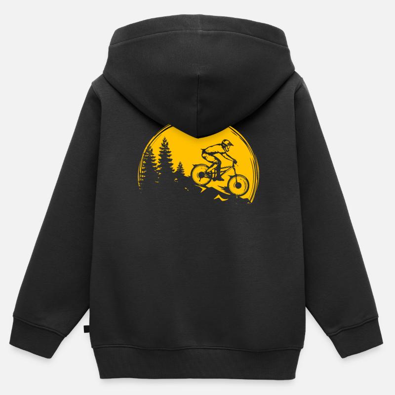 Vélo de descente VTT enduro - Sweat Premium à capuche zippé enfant bio - noir