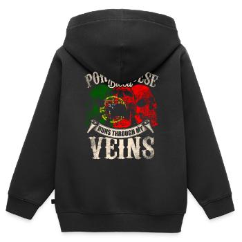 Portugiesisches Blut fliesst durch meine Adern - Kinder Premium Organic Zip Hoodie - Schwarz - Hinten - AI Model Kid Male (0cm)