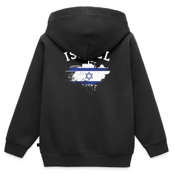 Israel - Kinder Premium Organic Zip Hoodie - Schwarz - Hinten - AI Model Kid Male (0cm)