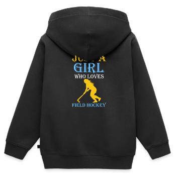 Field hockey field hockey hockey girl gift - Kids Premium Organic Zip-up Hoodie - black - Back - AI Model Kid Male (0cm)