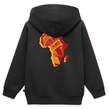 Mama Afrique Afrique carte contour femme africaine - Sweat Premium à capuche zippé enfant bio - noir - Dos - AI Model Kid Male (0cm)