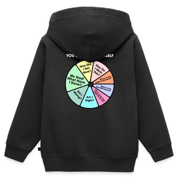 Einmal im Leben können Sie sich fragen - Kinder Premium Organic Zip Hoodie - Schwarz - Hinten - AI Model Kid Male (0cm)