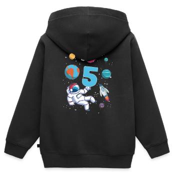Astronaute fusée 5ème anniversaire de l’espace 5 ans - Sweat Premium à capuche zippé enfant bio - noir - Dos - AI Model Kid Male (0cm)