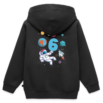 Astronaut rocket 6th birthday space 6 years - Kids Premium Organic Zip-up Hoodie - black - Back - AI Model Kid Male (0cm)