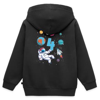 Astronaute fusée 4ème anniversaire de l’espace 4 ans - Sweat Premium à capuche zippé enfant bio - noir - Dos - AI Model Kid Male (0cm)