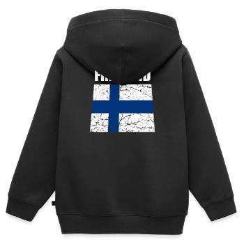 Finnland Flagge Skandinavien Helsinki Reise Urlaub - Kinder Premium Organic Zip Hoodie - Schwarz - Hinten - AI Model Kid Male (0cm)