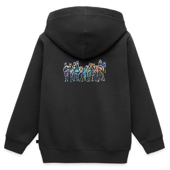 Les chevaux - Sweat Premium à capuche zippé enfant bio - noir - Dos - AI Model Kid Male (0cm)