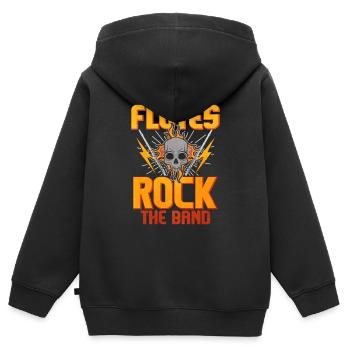 flûte - Sweat Premium à capuche zippé enfant bio - noir - Dos - AI Model Kid Male (0cm)
