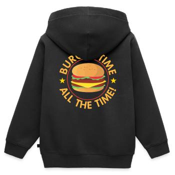 Burger fast food - Sweat Premium à capuche zippé enfant bio - noir - Dos - AI Model Kid Male (0cm)