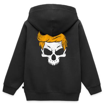 Totenkopf mit blonde Haaren - Kinder Premium Organic Zip Hoodie - Schwarz - Hinten - AI Model Kid Male (0cm)