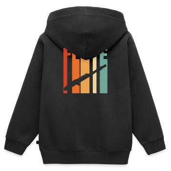 Flöte - Kinder Premium Organic Zip Hoodie - Schwarz - Hinten - AI Model Kid Male (0cm)