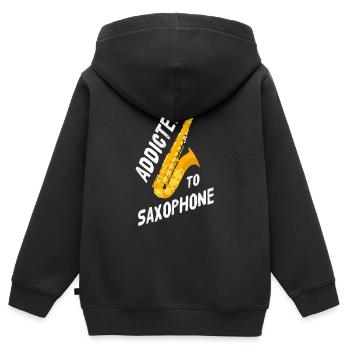Saxophon - Kinder Premium Organic Zip Hoodie - Schwarz - Hinten - AI Model Kid Male (0cm)