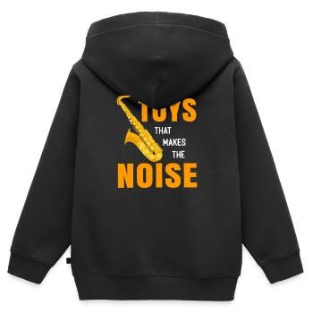 Saxophon - Kinder Premium Organic Zip Hoodie - Schwarz - Hinten - AI Model Kid Male (0cm)