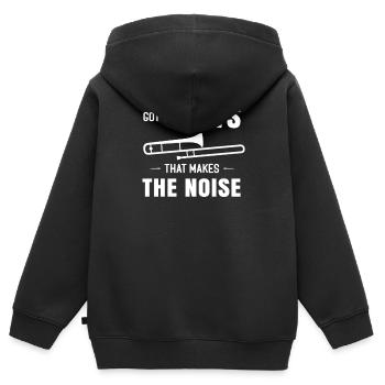 Trombone trombone - Sweat Premium à capuche zippé enfant bio - noir - Dos - AI Model Kid Male (0cm)