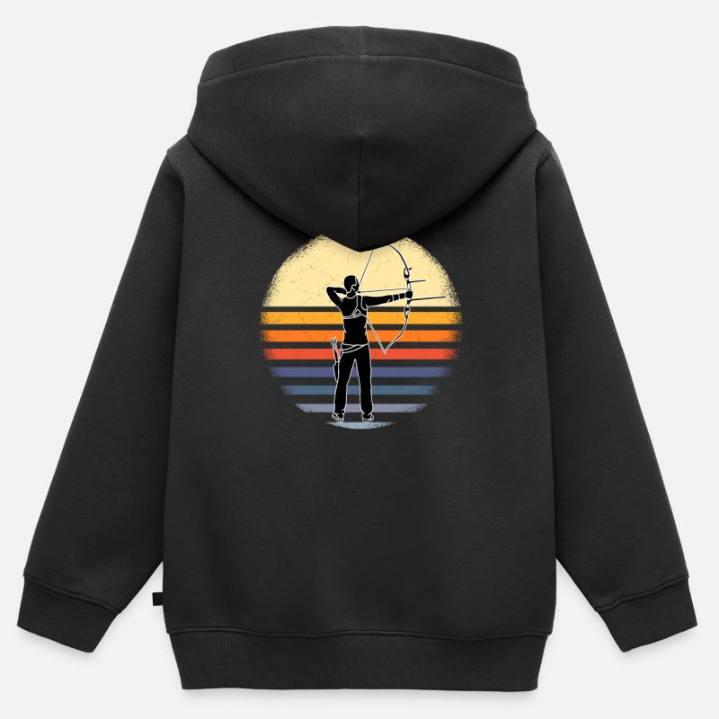 Chemise de tir à l'arc archer - Sweat Premium à capuche zippé enfant bio - noir