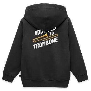 Trombone trombone - Sweat Premium à capuche zippé enfant bio - noir - Dos - AI Model Kid Male (0cm)