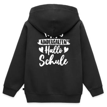 Tschüss Kindergarten - Kinder Premium Organic Zip Hoodie - Schwarz - Hinten - AI Model Kid Male (0cm)