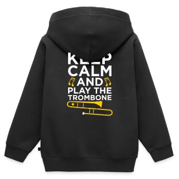 Trombone trombone - Sweat Premium à capuche zippé enfant bio - noir - Dos - AI Model Kid Male (0cm)