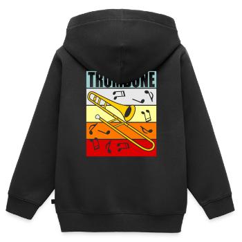 Trombone trombone - Sweat Premium à capuche zippé enfant bio - noir - Dos - AI Model Kid Male (0cm)