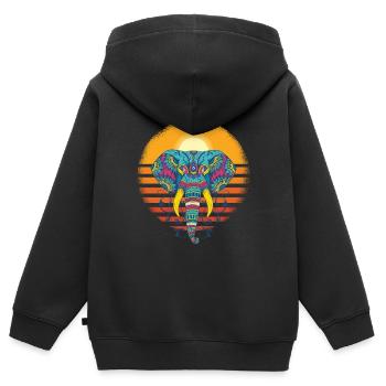 Elefant Elefanten Design - Kinder Premium Organic Zip Hoodie - Schwarz - Hinten - AI Model Kid Male (0cm)