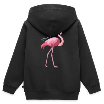 Flamingo - Sweat Premium à capuche zippé enfant bio - noir - Dos - AI Model Kid Male (0cm)