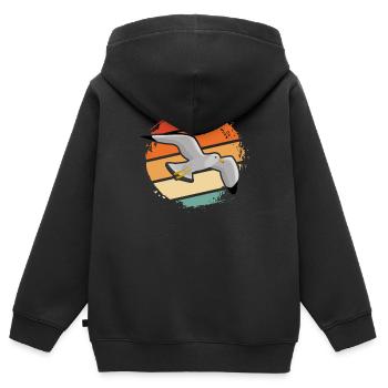 mouette - Sweat Premium à capuche zippé enfant bio - noir - Dos - AI Model Kid Male (0cm)