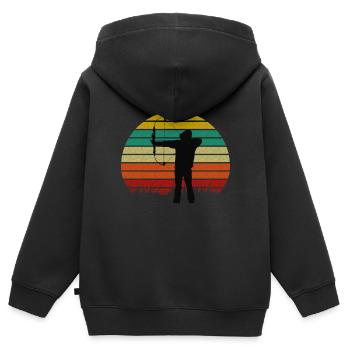 Bogenschießen Compoundbogen - Kinder Premium Organic Zip Hoodie - Schwarz - Hinten - AI Model Kid Male (0cm)