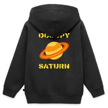 Occupy Saturn - Astronomie et espace - Sweat Premium à capuche zippé enfant bio - noir - Dos - AI Model Kid Male (0cm)