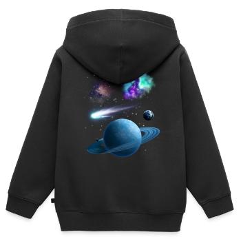 Univers - Sweat Premium à capuche zippé enfant bio - noir - Dos - AI Model Kid Male (0cm)