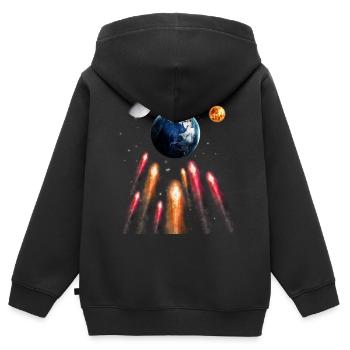Espace - Sweat Premium à capuche zippé enfant bio - noir - Dos - AI Model Kid Male (0cm)