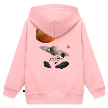 Weltraum - Kinder Premium Organic Zip Hoodie - Rosa - Hinten - AI Model Kid Female (0cm)