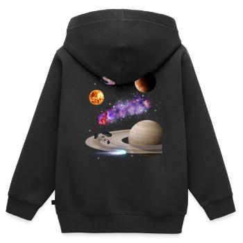 Weltraum - Kinder Premium Organic Zip Hoodie - Schwarz - Hinten - AI Model Kid Male (0cm)