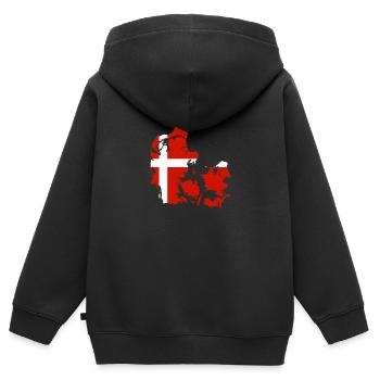 Dänemark - Kinder Premium Organic Zip Hoodie - Schwarz - Hinten - AI Model Kid Male (0cm)
