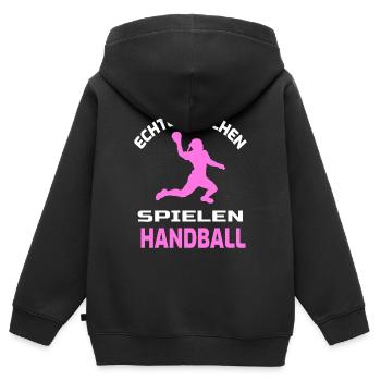 Mädchen Handball Spielerin Spruch Handballerin - Kinder Premium Organic Zip Hoodie - Schwarz - Hinten - AI Model Kid Male (0cm)