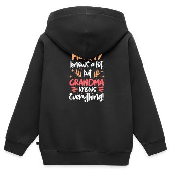 Grand-mère grand-mère - Sweat Premium à capuche zippé enfant bio - noir - Dos - AI Model Kid Male (0cm)