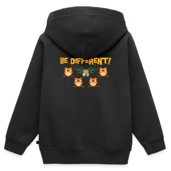 hibou - Sweat Premium à capuche zippé enfant bio - noir - Dos - AI Model Kid Male (0cm)