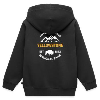 Yellowstone-Nationalpark - Kinder Premium Organic Zip Hoodie - Schwarz - Hinten - AI Model Kid Male (0cm)