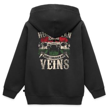 Ungarisches Blut fliesst durch meine Adern - Kinder Premium Organic Zip Hoodie - Schwarz - Hinten - AI Model Kid Male (0cm)