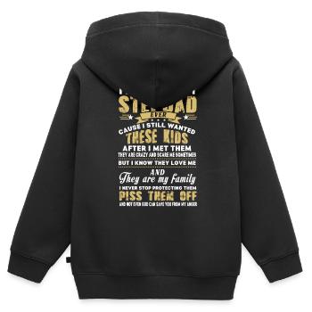 Bonus papa meilleur beau-père jamais t-shirt - Sweat Premium à capuche zippé enfant bio - noir - Dos - AI Model Kid Male (0cm)