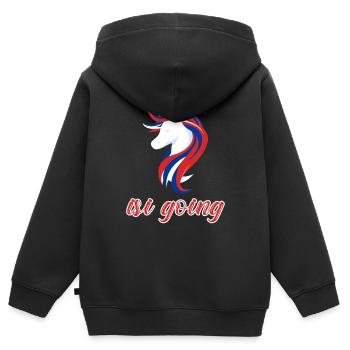 T-shirt Isi Going cheval islandais - Sweat Premium à capuche zippé enfant bio - noir - Dos - AI Model Kid Male (0cm)