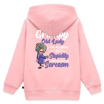 Grumpy Old I Am Allergic To Stupidity T Shirt - Kids Premium Organic Zip-up Hoodie - rose - Back - AI Model Kid Female (0cm)