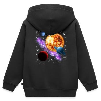 universe - Kids Premium Organic Zip-up Hoodie - black - Back - AI Model Kid Male (0cm)